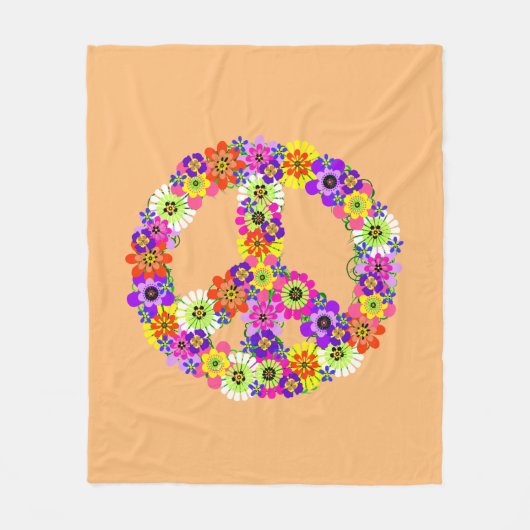 Friedensschild Floral in Peach Fleecedecke (Vorderseite)