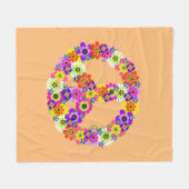 Friedensschild Floral in Peach Fleecedecke (Vorderseite (Horizontal))