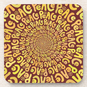 Friedensschild Spiralgelb orange borange rot Getränkeuntersetzer