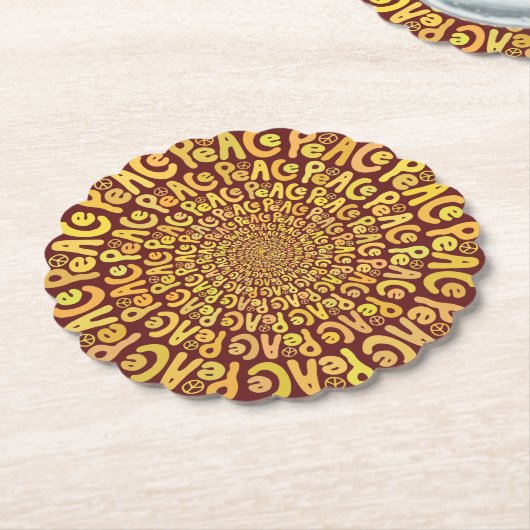 Friedensschild Spiralgelb orange borange rot Untersetzer (angewinkelt)