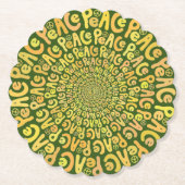 Friedensschild Spiralgelbgrün Retroboho Untersetzer (Vorderseite)