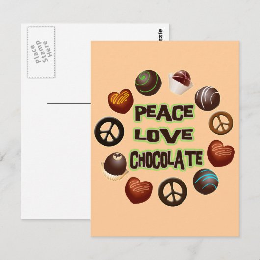 FRIEDENSSCHOKOLADE LIEBE POSTKARTE (Vorne/Hinten)