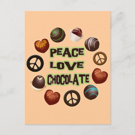 FRIEDENSSCHOKOLADE LIEBE POSTKARTE (Vorderseite)