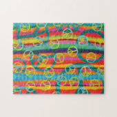 Friedensstifte Retro Rosa Gelb Türkis Wasserfarbe Puzzle (Horizontal)