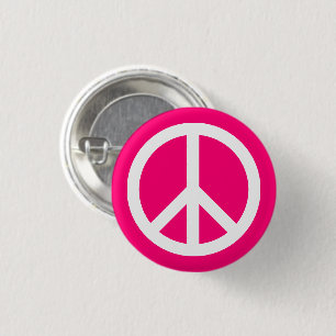 Friedenssymbol Anti-Krieg-heiß-rosa und weiß Button