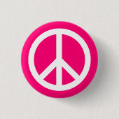 Friedenssymbol Anti-Krieg-heiß-rosa und weiß Button (Vorderseite)