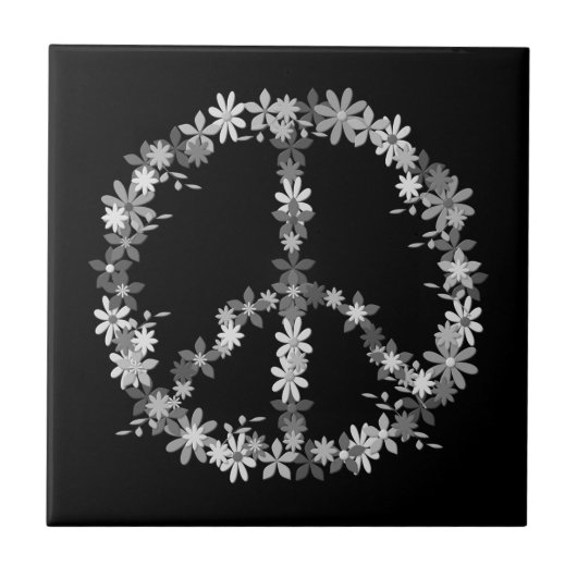 Friedenssymbol Blume Power Fliese (Vorderseite)