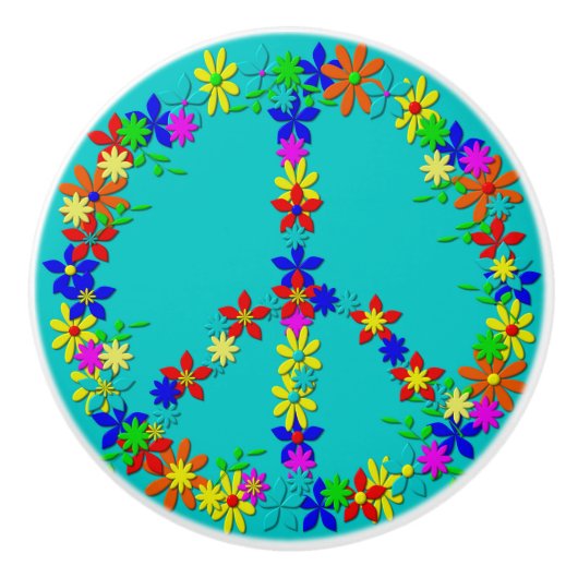 Friedenssymbol Blume Power Keramikknauf (Vorderseite)