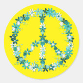 Friedenssymbol Blume Power Klassischer Rundaufkleb Runder Aufkleber (Vorderseite)