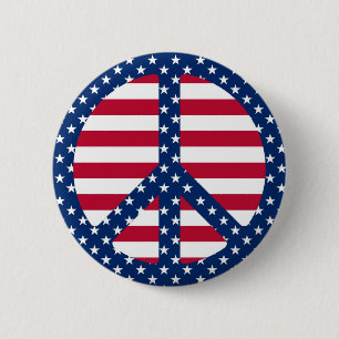 Friedenssymbol-Button mit Sternen und Streifen Button