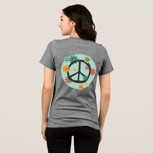 Friedenssymbol, Friedenszeichen mit Blumen Tri-Blend Shirt (Rückseite voll)
