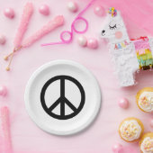 Friedenssymbol gegen den Krieg Schwarz-weißes mode Pappteller (Party)