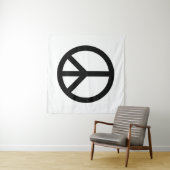 Friedenssymbol gegen Krieg Schwarz-weiß modern Wandteppich (Beispiel (Horizontal))