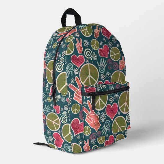 Friedenssymbol Hipster Pacifismus Zeichendesign Bedruckter Rucksack (Rückseitige Ecke links)