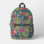 Friedenssymbol Hipster Pacifismus Zeichendesign Bedruckter Rucksack (Vorderseite)