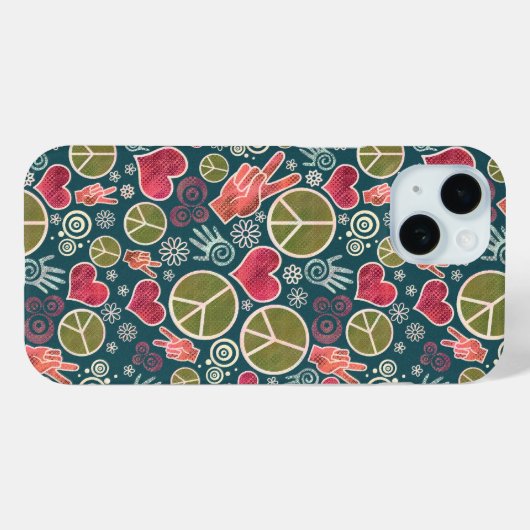 Friedenssymbol Hipster Pacifismus Zeichendesign Case-Mate iPhone Hülle (Rückseite (Horizontal))