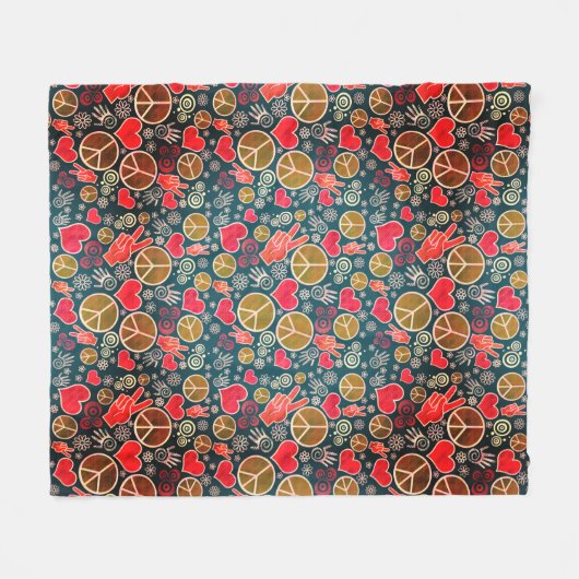 Friedenssymbol Hipster Pacifismus Zeichendesign Fleecedecke (Vorderseite (Horizontal))