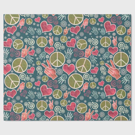 Friedenssymbol Hipster Pacifismus Zeichendesign Geschenkpapier (Flach)