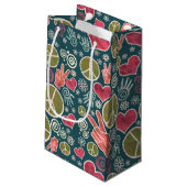 Friedenssymbol Hipster Pacifismus Zeichendesign Kleine Geschenktüte (Rückseite Schrägansicht)