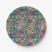 Friedenssymbol Hipster Pacifismus Zeichendesign Pappteller (Vorderseite)