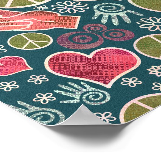 Friedenssymbol Hipster Pacifismus Zeichendesign Poster (Ecke)