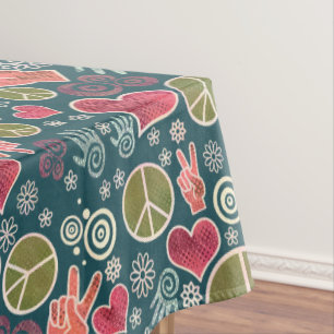 Friedenssymbol Hipster Pacifismus Zeichendesign Tischdecke