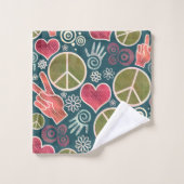 Friedenssymbol-Hipster-Pazifismus-Zeichen-Entwurf Badhandtuch Set (Waschlappen)
