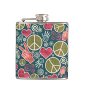 Friedenssymbol-Hipster-Pazifismus-Zeichen-Entwurf Flachmann (Vorderseite)