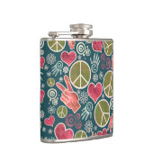 Friedenssymbol-Hipster-Pazifismus-Zeichen-Entwurf Flachmann (Rechts)