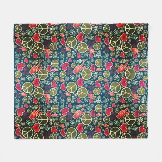 Friedenssymbol-Hipster-Pazifismus-Zeichen-Entwurf Fleecedecke (Vorderseite (Horizontal))