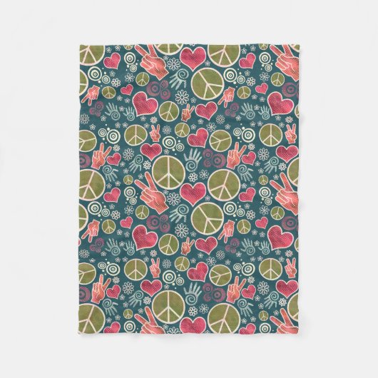 Friedenssymbol-Hipster-Pazifismus-Zeichen-Entwurf Fleecedecke (Vorderseite)