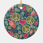 Friedenssymbol-Hipster-Pazifismus-Zeichen-Entwurf Keramik Ornament (Hinten)