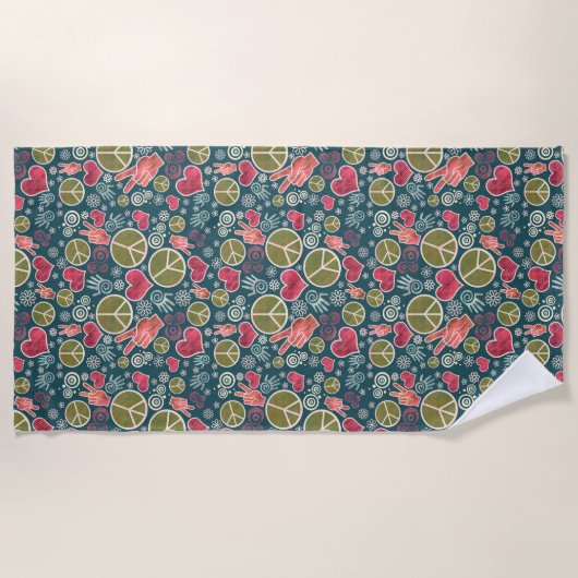 Friedenssymbol-Hipster-Pazifismus-Zeichen-Entwurf Strandtuch (Vorderseite)