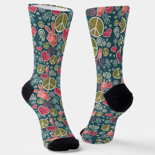 Friedenssymbol Hipster Pazifismus Zeichen Socken (Gewinkelt)