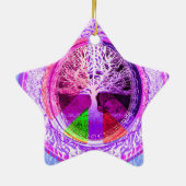 Friedenssymbol in den Regenbogen-Farben Keramikornament (Hinten)