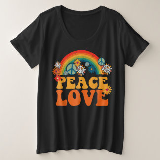 FRIEDENSSYMBOL LIEBE 60er 70er Tie Dye Hippie Große Größe T-Shirt