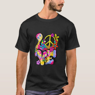 FRIEDENSSYMBOL LIEBE 60er 70er Tie Dye Hippie Kos T-Shirt