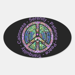 Friedenssymbol mit Frieden, Harmonie, Balance Ovaler Aufkleber