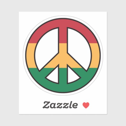 Friedenssymbol mit Rasta-Farben Aufkleber (Blatt)