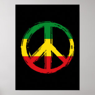 Friedenssymbol mit Reggae-Farben Poster