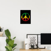Friedenssymbol mit Reggae-Farben Poster (Heimbüro)