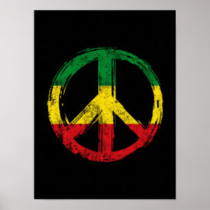 Friedenssymbol mit Reggae-Farben Poster