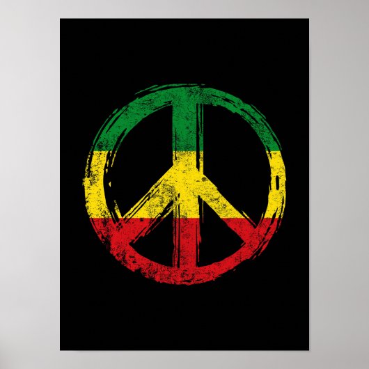 Friedenssymbol mit Reggae-Farben Poster (Vorne)