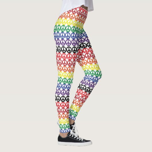 Friedenssymbol-multi Regenbogen-Streifen Leggings (Rechts)