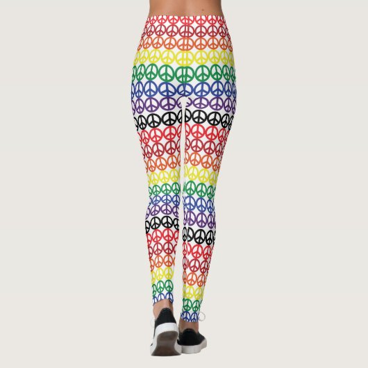 Friedenssymbol-multi Regenbogen-Streifen Leggings (Rückseite)