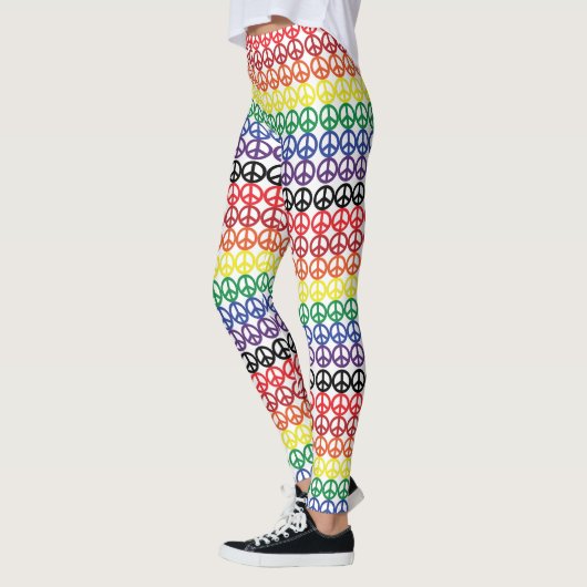 Friedenssymbol-multi Regenbogen-Streifen Leggings (Links)