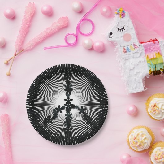 Friedenssymbol Pappteller (Party)