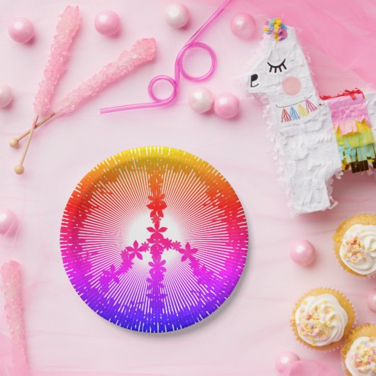 Friedenssymbol Pappteller (Party)