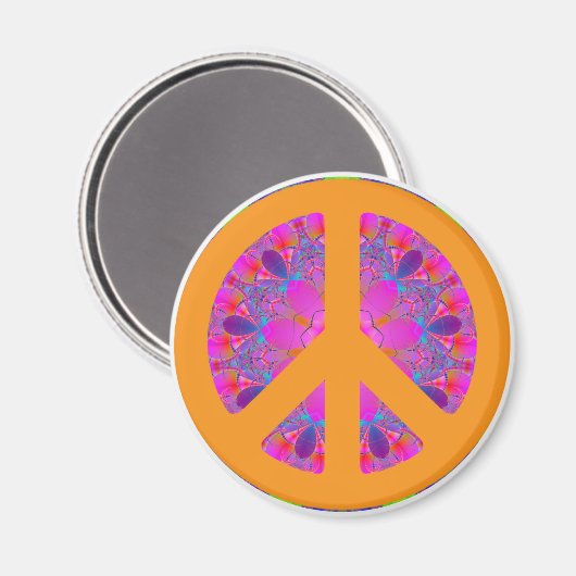 Friedenssymbol, psychedelisches Design Magnet (Vorderseite/Rückseite)