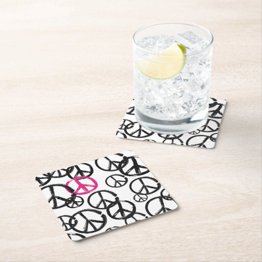 Friedenssymbol Rechteckiger Pappuntersetzer (Vor Ort)